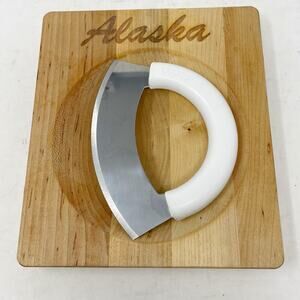 Copco Mezzaluna Ulu Knife & Alaska Concave Chopping Board Set Epicure